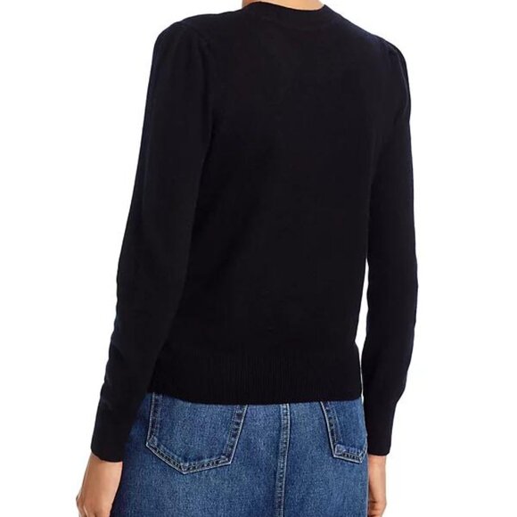Aqua Cashmere Black Puff Sleeve Crewneck Sweater Size S NWT - Picture 6 of 6